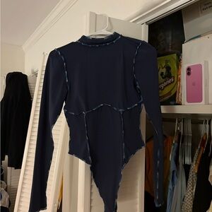 Urban Outfitters Navy Long Sleeve Bodysuit